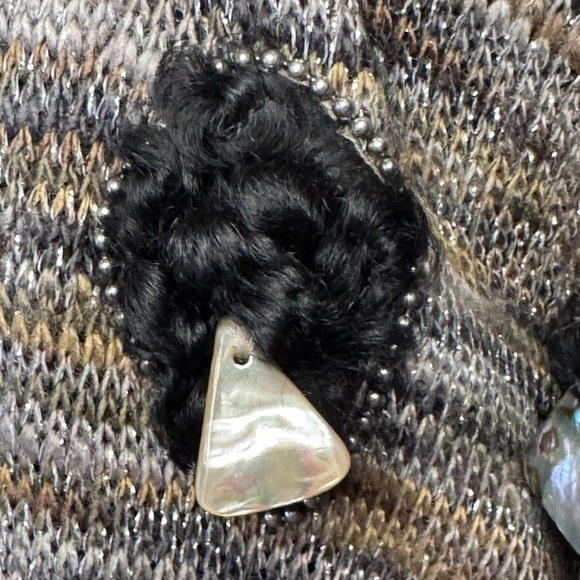 Vintage Peter Lai Cardigan Sweater M Art To Wear Designer Silver Brown Knit Boho - Picture 7 of 11